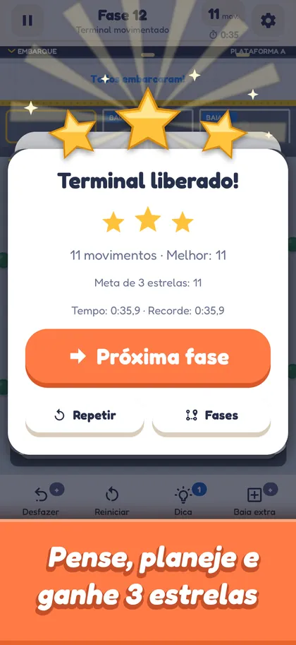 Pense, planeje e ganhe 3 estrelas