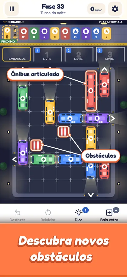 Descubra novos obstáculos, como ônibus articulados